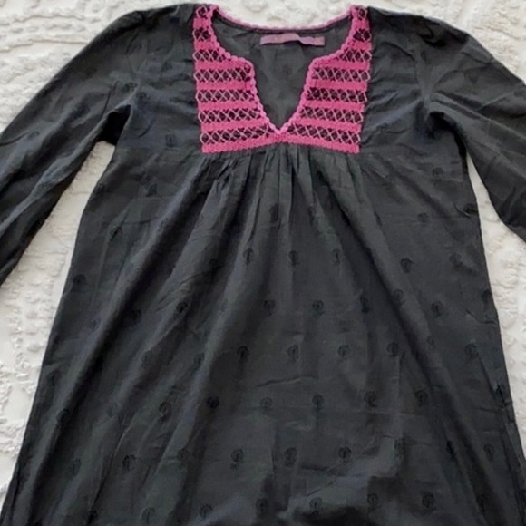 Boho Lightweight 🇦🇷Rapsodia brand black and magenta embroidered Long Tunic - Picture 3 of 11